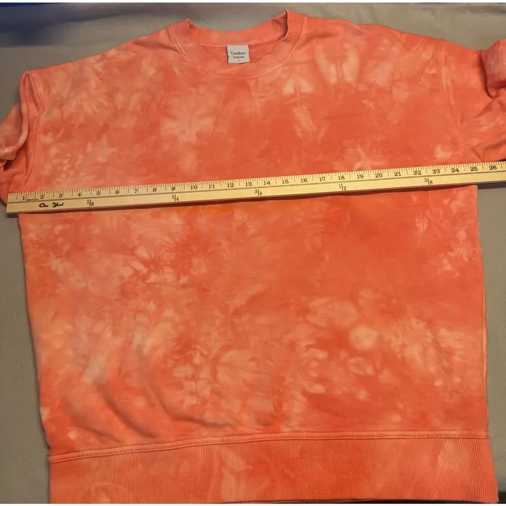 Outdoor Voices Tie Dye Crewneck Sweatshirt S 100% Cotton Coral Peach Pullover